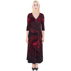 Rose Art Beautiful Beauty Bloom Quarter Sleeve Wrap Maxi Dress