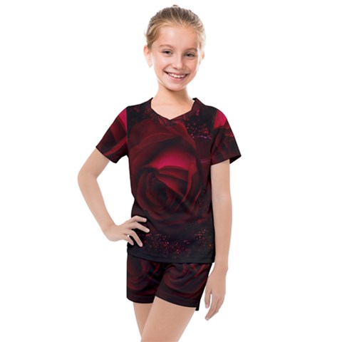 Rose Art Beautiful Beauty Bloom Kids  Mesh Tee And Shorts Set by Pakrebo