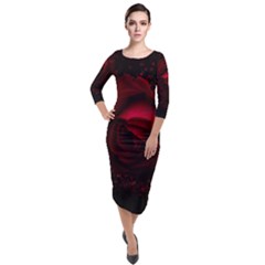 Rose Art Beautiful Beauty Bloom Quarter Sleeve Midi Velour Bodycon Dress by Pakrebo