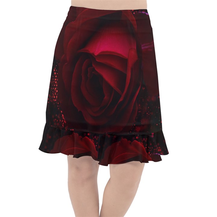 Rose Art Beautiful Beauty Bloom Fishtail Chiffon Skirt