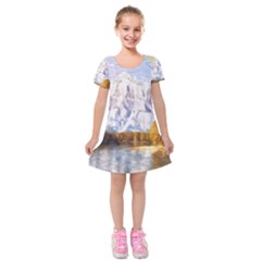 Painting Paint Landscape Nature Kids  Short Sleeve Velvet Dress by Pakrebo