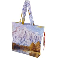 Painting Paint Landscape Nature Drawstring Tote Bag by Pakrebo