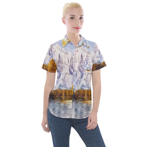 Painting Paint Landscape Nature Women s Short Sleeve Pocket Shirt by Pakrebo