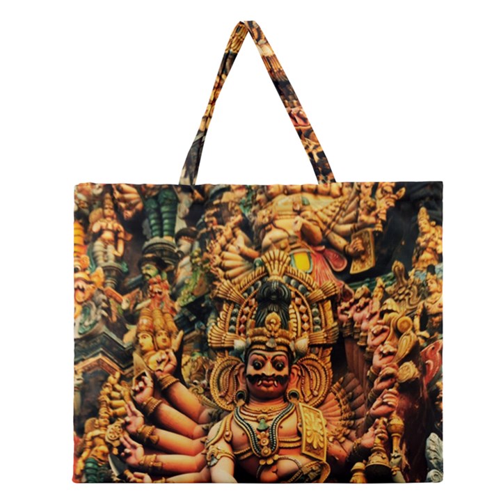 Sculpture Art Temple Tower Zipper Large Tote Bag