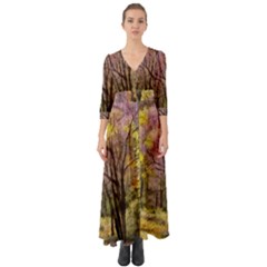 Outdoor Nature Natural Woods Button Up Boho Maxi Dress by Pakrebo