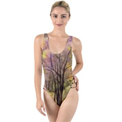 Outdoor Nature Natural Woods High Leg Strappy Swimsuit by Pakrebo