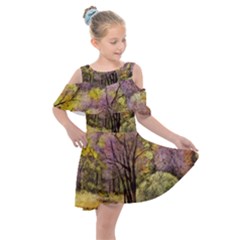 Outdoor Nature Natural Woods Kids  Shoulder Cutout Chiffon Dress by Pakrebo