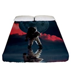 Astronaut Moon Space Planet Fitted Sheet (queen Size) by Pakrebo