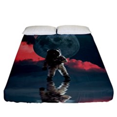 Astronaut Moon Space Planet Fitted Sheet (california King Size) by Pakrebo