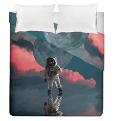 Astronaut Moon Space Planet Duvet Cover Double Side (queen Size)