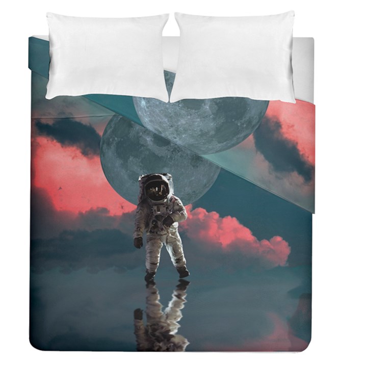 Astronaut Moon Space Planet Duvet Cover Double Side (Queen Size)