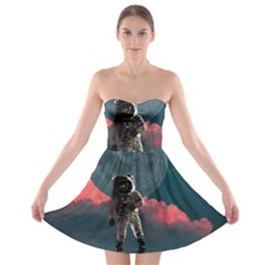 Astronaut Moon Space Planet Strapless Bra Top Dress