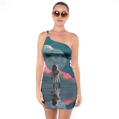 Astronaut Moon Space Planet One Soulder Bodycon Dress by Pakrebo