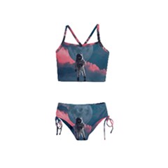 Astronaut Moon Space Planet Girls  Tankini Swimsuit