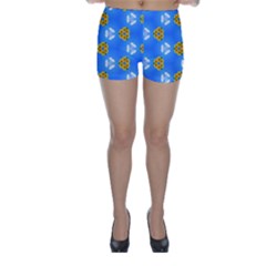 Pattern Sequence Motif Design Plan Flowers Skinny Shorts by Pakrebo