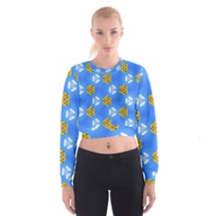 Pattern Sequence Motif Design Plan Flowers Cropped Sweatshirt by Pakrebo