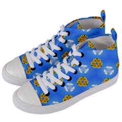 Pattern Sequence Motif Design Plan Flowers Women s Mid-top Canvas Sneakers by Pakrebo