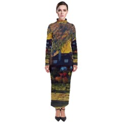 Outdoor Landscape Scenic View Turtleneck Maxi Dress by Pakrebo