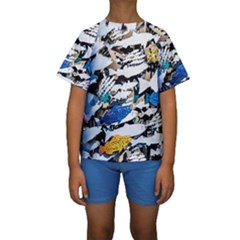 Art Fish Salmon Sydney Metal Kids  Short Sleeve Swimwear by Pakrebo