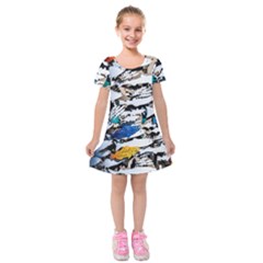 Art Fish Salmon Sydney Metal Kids  Short Sleeve Velvet Dress by Pakrebo