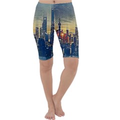 City Metro Pole Buildings Cropped Leggings  by Pakrebo