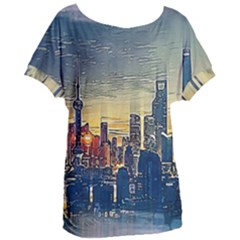 City Metro Pole Buildings Women s Oversized Tee by Pakrebo