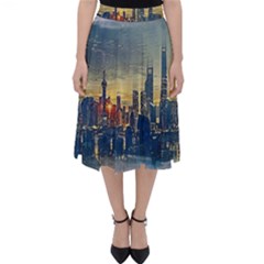 City Metro Pole Buildings Classic Midi Skirt by Pakrebo