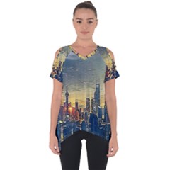 City Metro Pole Buildings Cut Out Side Drop Tee by Pakrebo