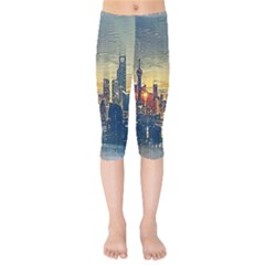 City Metro Pole Buildings Kids  Capri Leggings  by Pakrebo