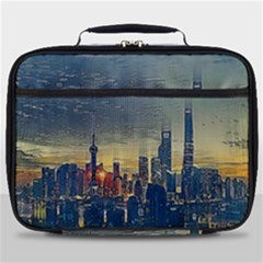 City Metro Pole Buildings Full Print Lunch Bag by Pakrebo