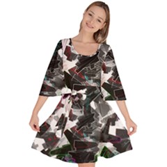 Abstract Background Science Fiction Velour Kimono Dress