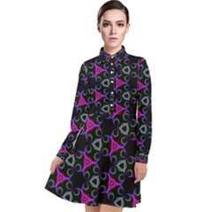 Background Wallpaper Pattern Long Sleeve Chiffon Shirt Dress