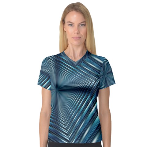 Form Pattern Tunnel Design V-neck Sport Mesh Tee by Pakrebo