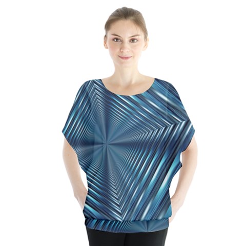 Form Pattern Tunnel Design Batwing Chiffon Blouse by Pakrebo