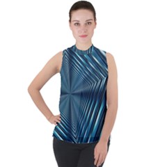 Form Pattern Tunnel Design Mock Neck Chiffon Sleeveless Top by Pakrebo