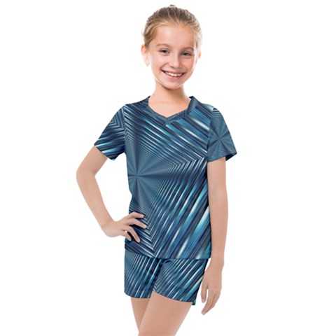 Form Pattern Tunnel Design Kids  Mesh Tee And Shorts Set by Pakrebo