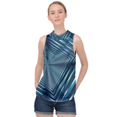 Form Pattern Tunnel Design High Neck Satin Top by Pakrebo