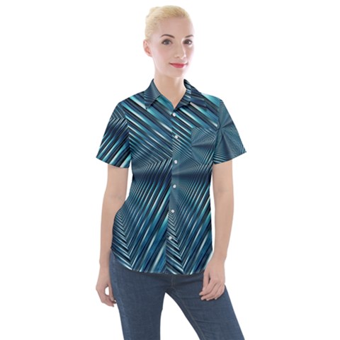 Form Pattern Tunnel Design Women s Short Sleeve Pocket Shirt by Pakrebo