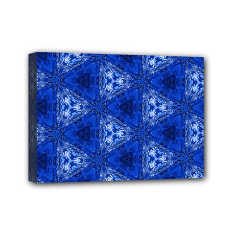 Background Wallpaper Pattern Blue Mini Canvas 7  X 5  (stretched) by Pakrebo