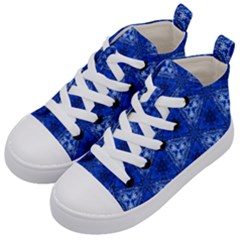 Background Wallpaper Pattern Blue Kids  Mid-top Canvas Sneakers by Pakrebo