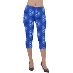 Background Wallpaper Pattern Blue Lightweight Velour Capri Leggings  by Pakrebo