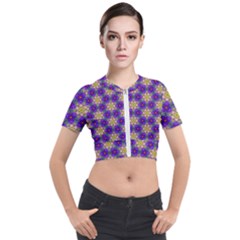 Background Wallpaper Pattern Short Sleeve Cropped Jacket