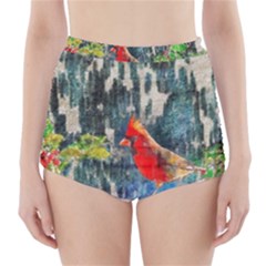 Texture Art Decoration Abstract Bird Nature High-waisted Bikini Bottoms by Pakrebo