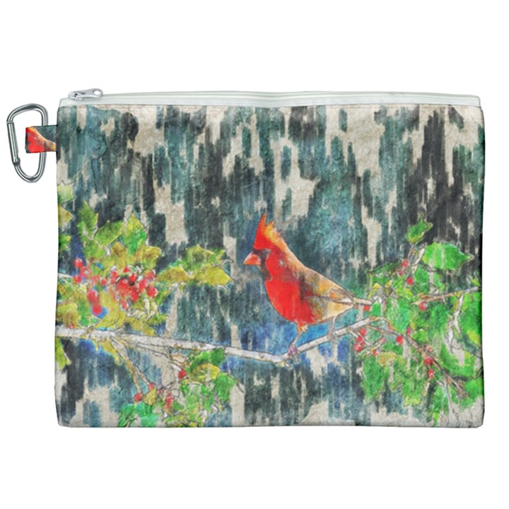 Texture Art Decoration Abstract Bird Nature Canvas Cosmetic Bag (XXL)