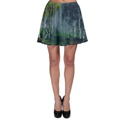 Birch Forest Nature Landscape Skater Skirt by Pakrebo