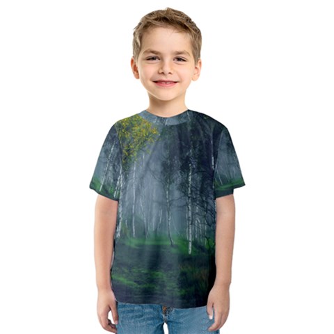 Birch Forest Nature Landscape Kids  Sport Mesh Tee by Pakrebo