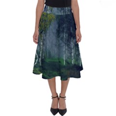 Birch Forest Nature Landscape Perfect Length Midi Skirt by Pakrebo