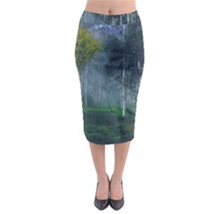 Birch Forest Nature Landscape Midi Pencil Skirt by Pakrebo