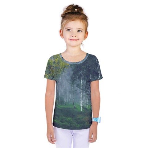 Birch Forest Nature Landscape Kids  One Piece Tee by Pakrebo