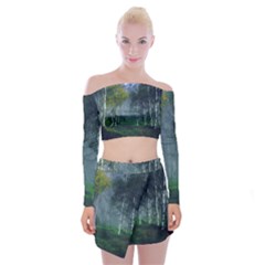 Birch Forest Nature Landscape Off Shoulder Top With Mini Skirt Set by Pakrebo